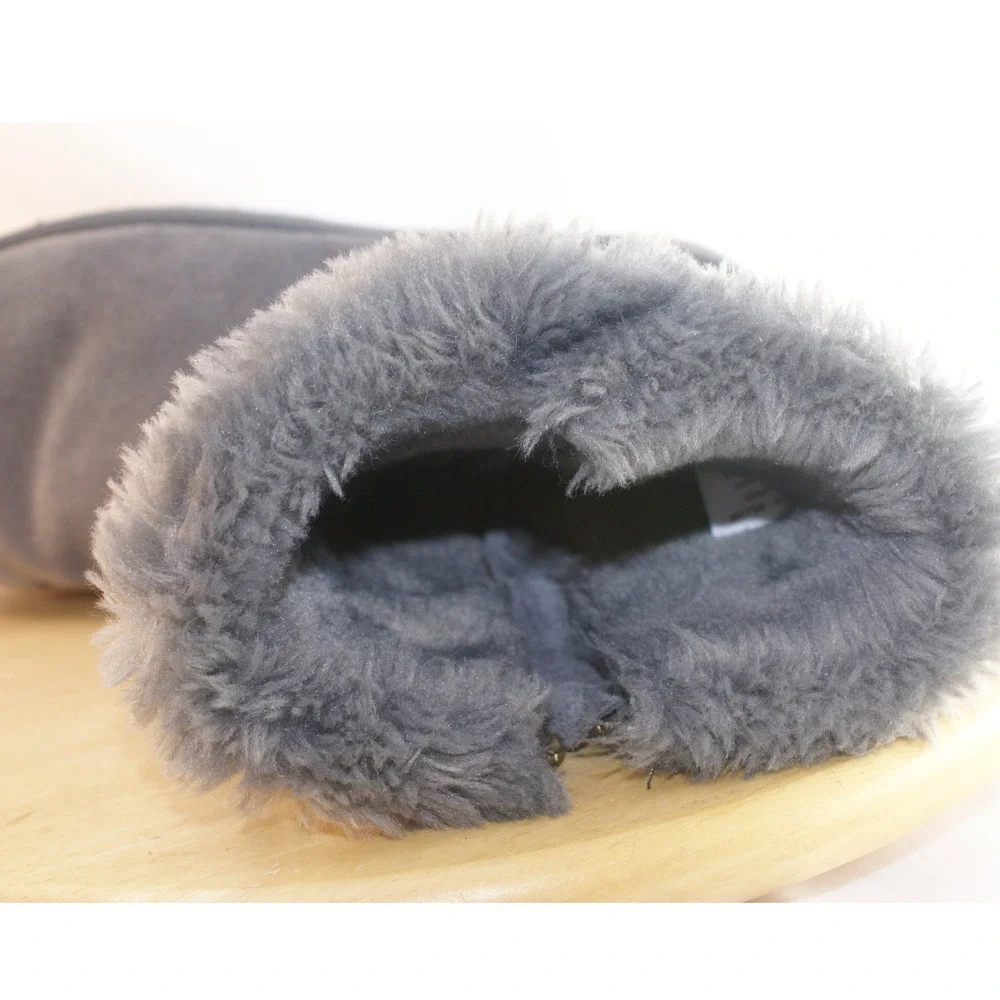Lamo Willow Grey Suede Knit Back Faux Fur Lined Boots MU20110QV Womens 10